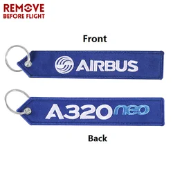 Remove Before Flight AIRBUS Keychain Embroidery A320 Special Tag Label Aviation Key Chains for Gift OEM Key Ring Fashion Jewelry