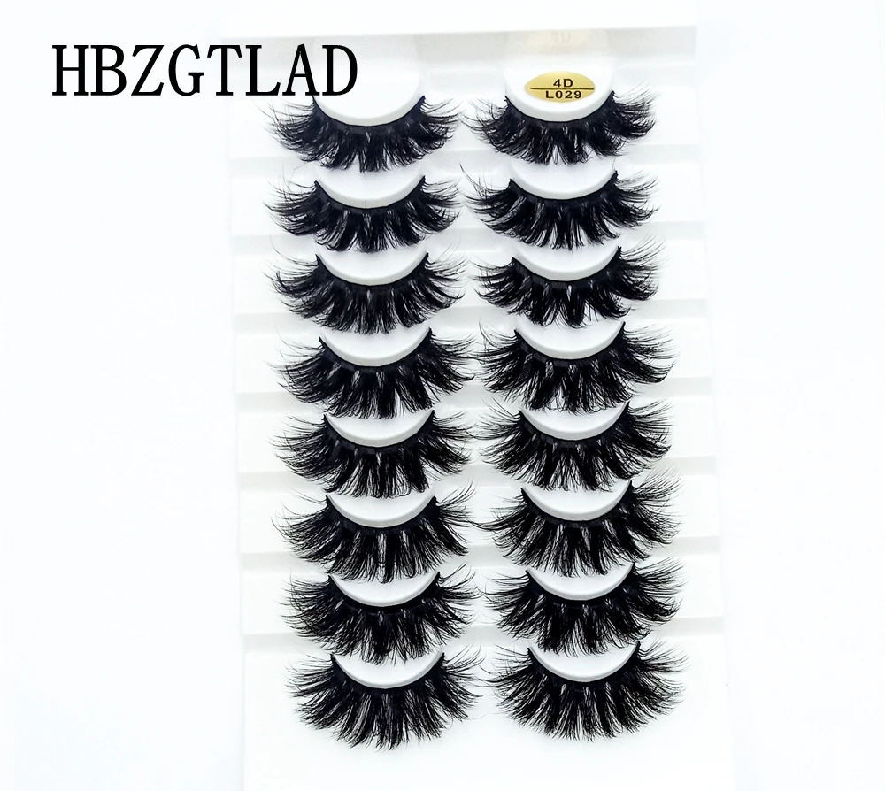 HBZGTLAD 8 Paare 25 mm lange 3D-Nerzwimpern, natürliche, lange, künstliche Wimpern, dramatisches Volumen, falsche Wimpern, Make-up-Verlängerungswimpern – Detail 23
