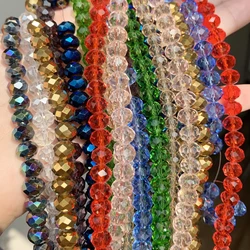 Natural Multicolor Crystal Glass Rondelle Bead Faceted Loose Spacer Bead For DIY Jewelry DIY Making Bracelet 15'' 4 6 8 10 12 mm