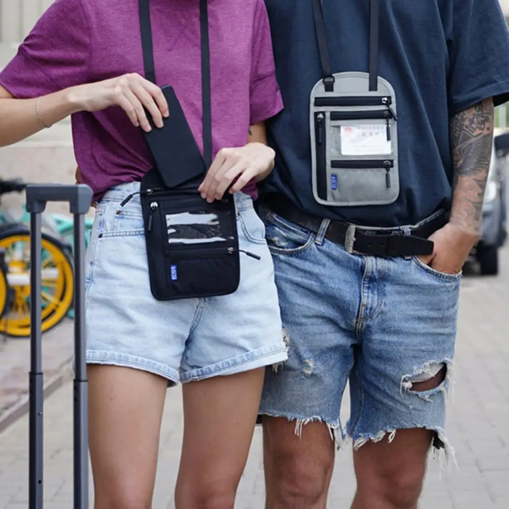 Portable Travel Pouch Practical Card Passport Bag Neck Wallet Cross-shoulder RFID Blocking Privacy Protect Bag Passport Pouch