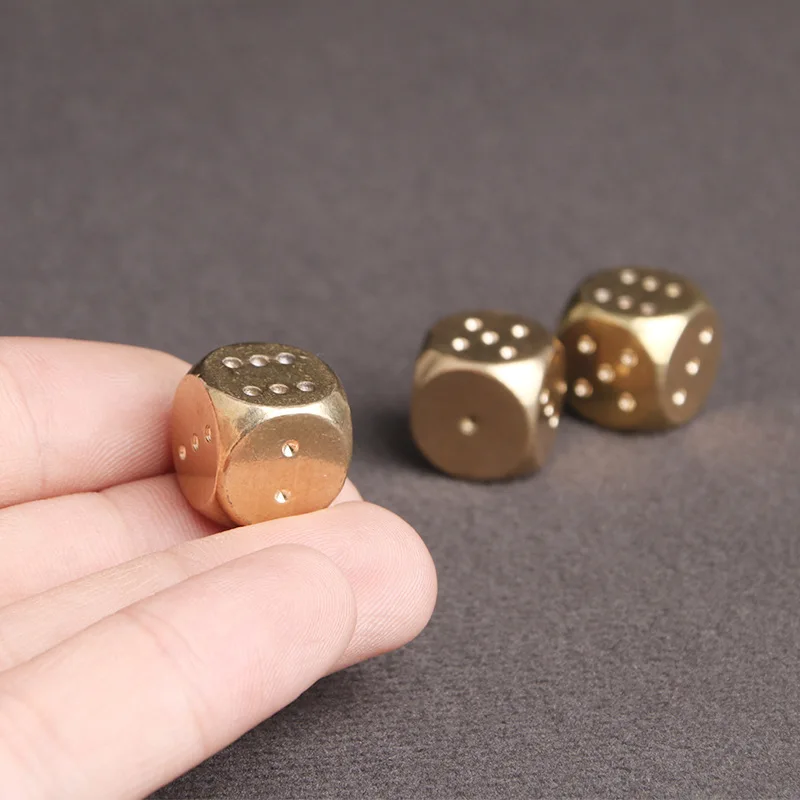 Creative 13MM/11MM Brass Dice Figurines Miniatures Home Desktop Decor Mini Ornaments Copper Dice Home Decoration Accessories