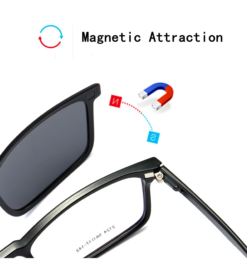 YIMARUILI Multifunktions-Sonnenbrille mit optischer Sehstärke, magnetische Clip-on-Sonnenbrille für Herren, Anti-Ultraviolett-Fahrbrille 2126 – Detail 2