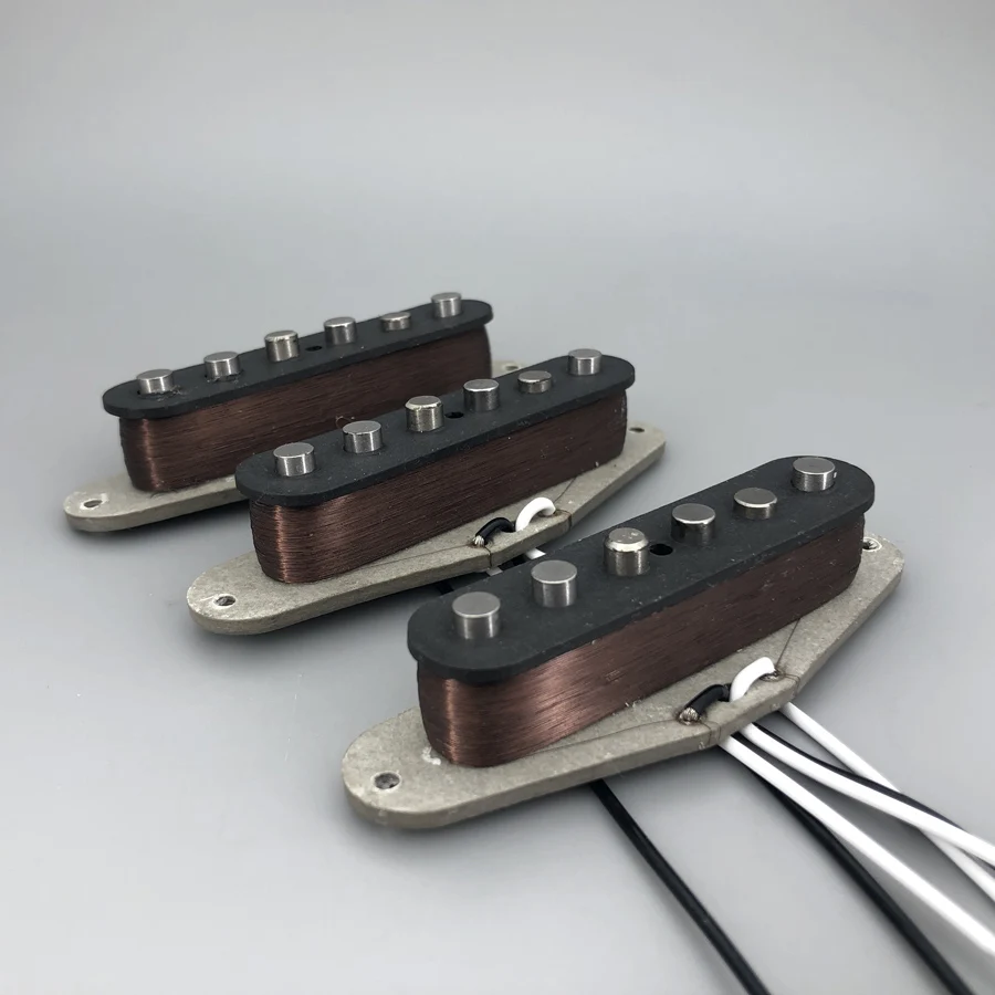 Vintage V70 SSS Handwound Alnico 5 Guitar Pickups Grey Bottom Plate 42 Plain Enamel Wires