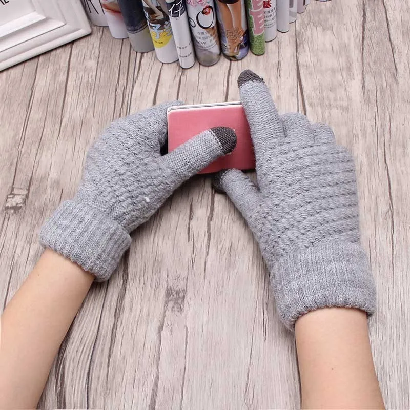 2023 Warm Winter Gloves Women\'s Cashmere Wool Knitted Wrist Gloves Men Snowflake Knitted Pattern Full Finger Skiing & Warm Glove