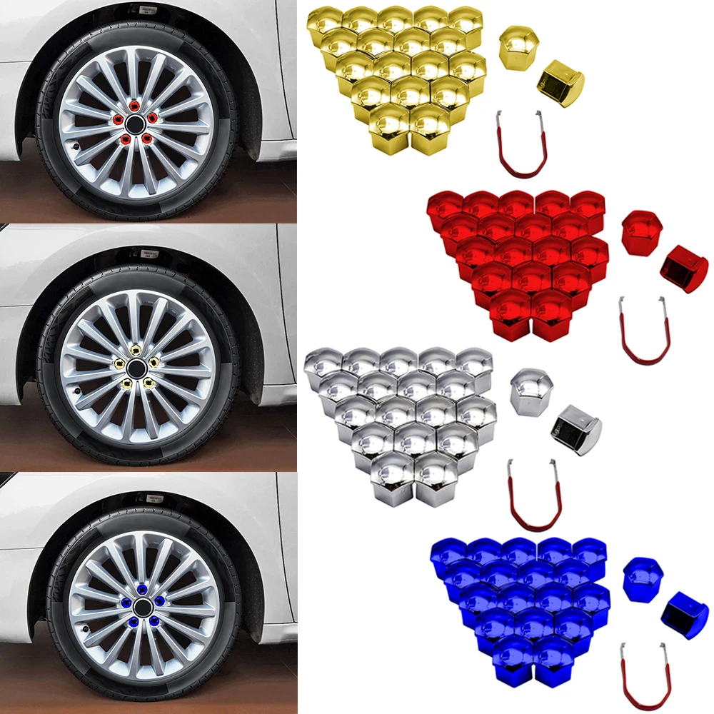 20Pcs Car Tyre Nut Bolt Cover Wheel Nut Caps Center Protection for Alloy Wheel Bolt Caps Auto Exterior Accessories 19mm 17mm 21m