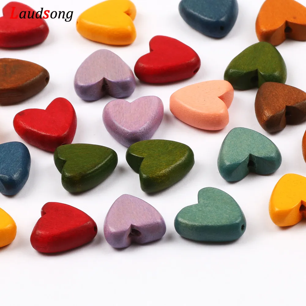 10Pcs Natural Color Wooden Beads 15mm Heart Shape Wood Loose Beads For Jewelry Making Kids Pacifier Clip DIY Accessories