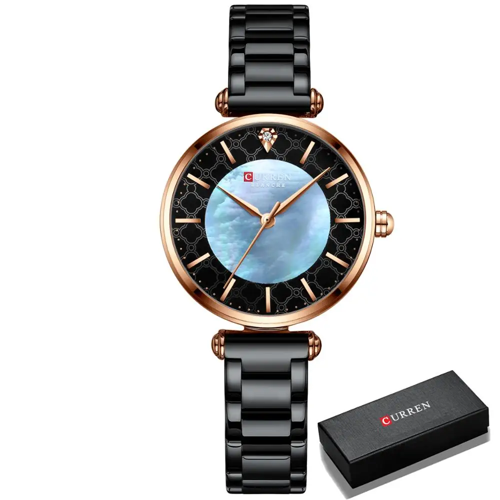 Uhren für Damen, Luxusmarke CURREN, elegante, dünne Quarz-Armbanduhr mit einfacher Damenuhr aus Edelstahl 6