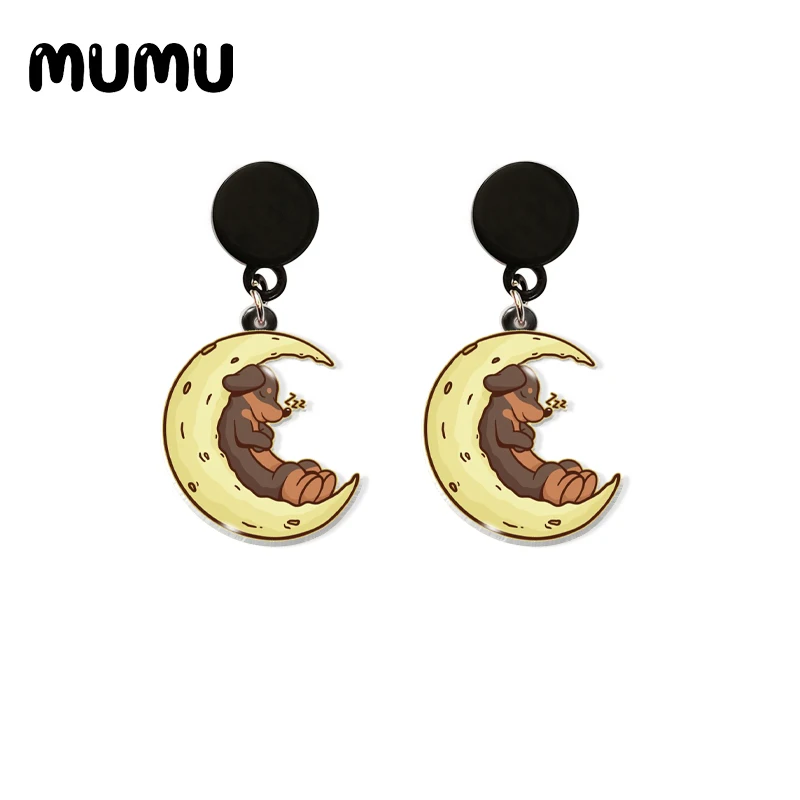 2021 New Dachshund Dog Drop Earring Cute Animal Acrylic Earrings Resin Epoxy Handmade Jewelrys Gifts Lover