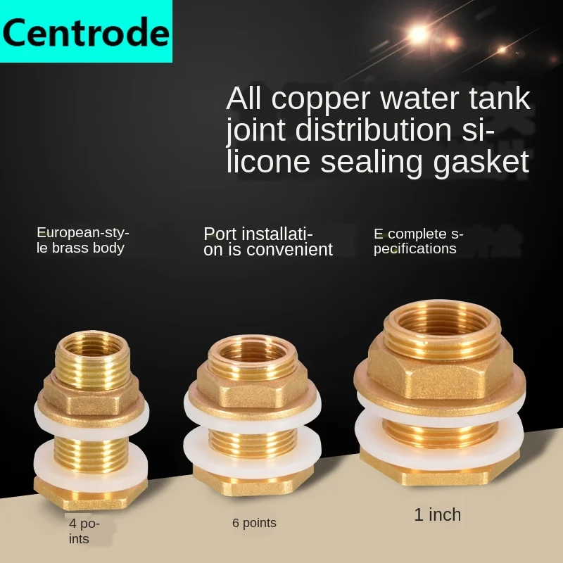 Conector de fio interno e externo de 1/2 polegadas, conector de cobre 1 em torre para água, balde de tanque de peixes, acessórios de interface de drenagem