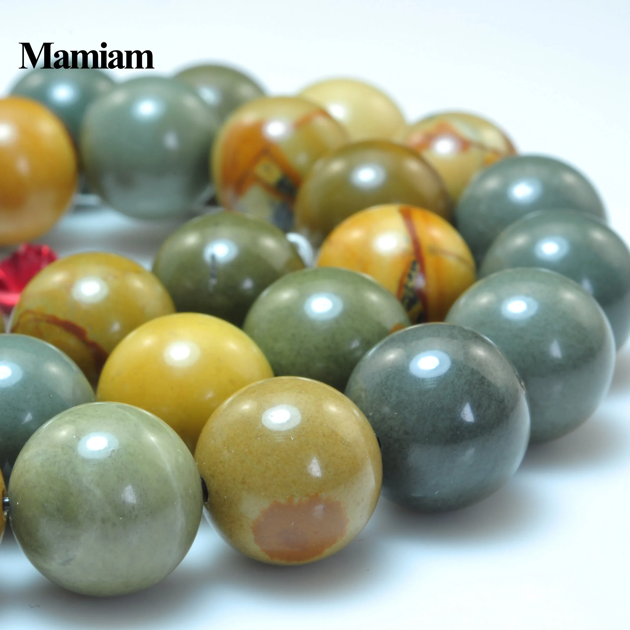 Mamiam Natural A Picture Stone Jasper Round 12mm Loose Beads Diy Bracelet Necklace Jewelry Making Gemstone Design