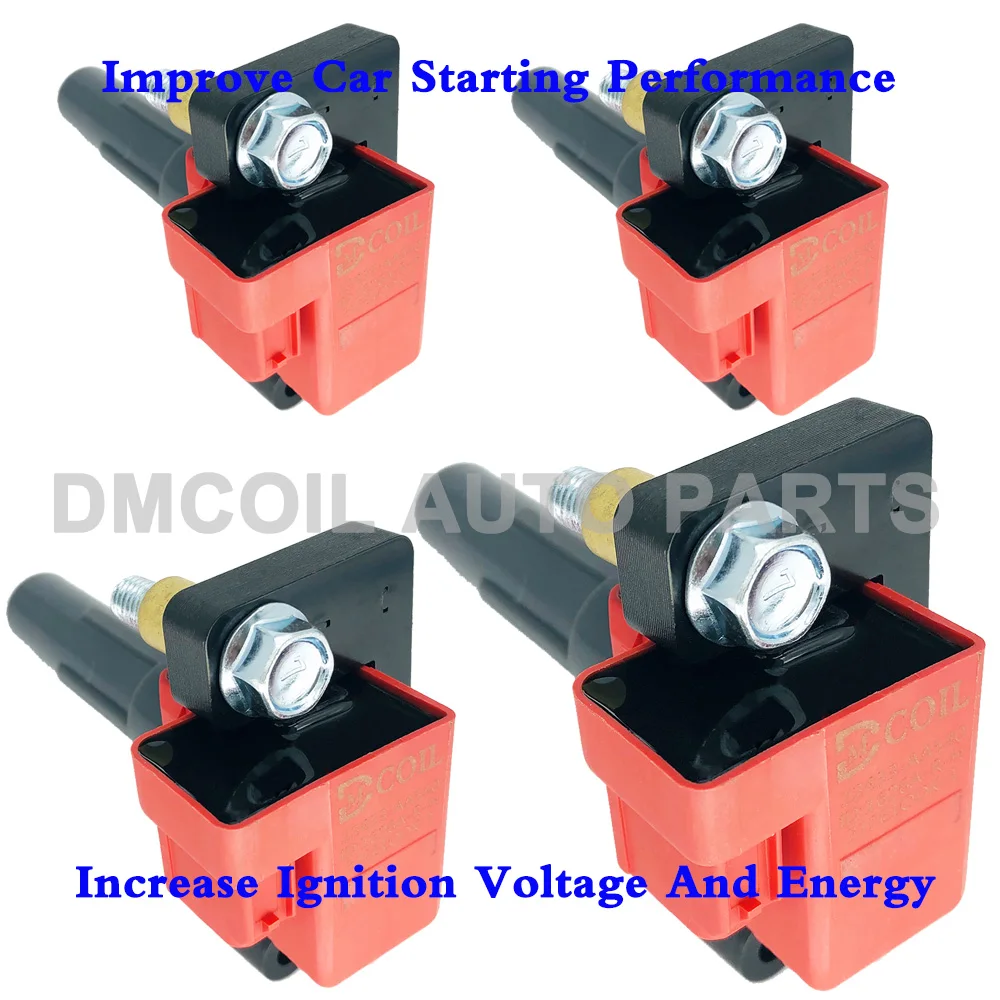 

4 PCS RED HIGH VOLTAGE ENERGY IGNITION COIL FOR SUBARU LIBERTY LEGACY FORESTER WRX 2.0L 2.5L (2001-) 2433-AA540 22433-AA480