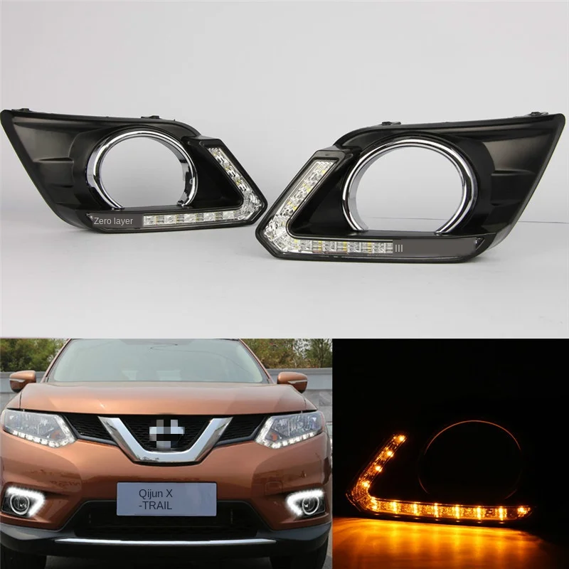 

1Pair DRL For Nissan X-Trail Xtrail X trail 2014 2015 2016 Daytime Running Lights fog lamp cover headlight 12V