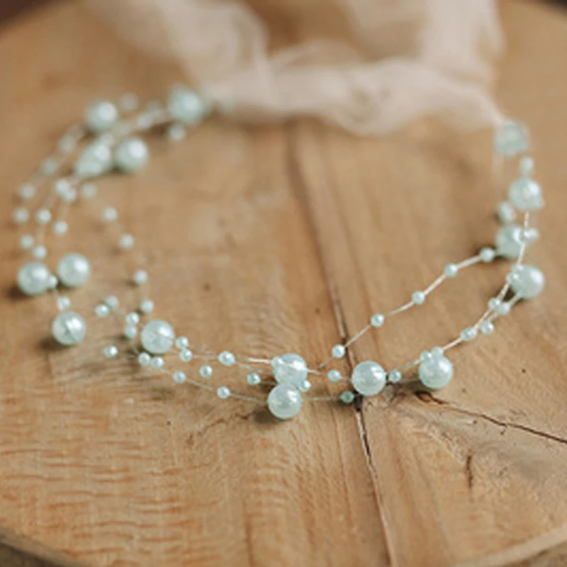 Accesorios de fotografía para recién nacidos, diadema de perlas para bebé, tocado de princesa, banda para el pelo para sesión de fotos de bebés