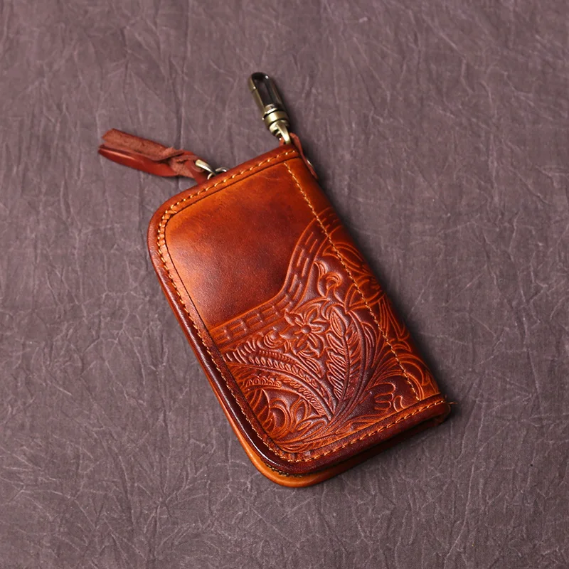 NZPJ männer Leder Schlüssel Tasche, Die Erste LayerOf Rindsleder, Damen Geldbörse, multi-funktionale Vintage Pflanzlich Gegerbtem Leder ID Tasche. – Detail 6