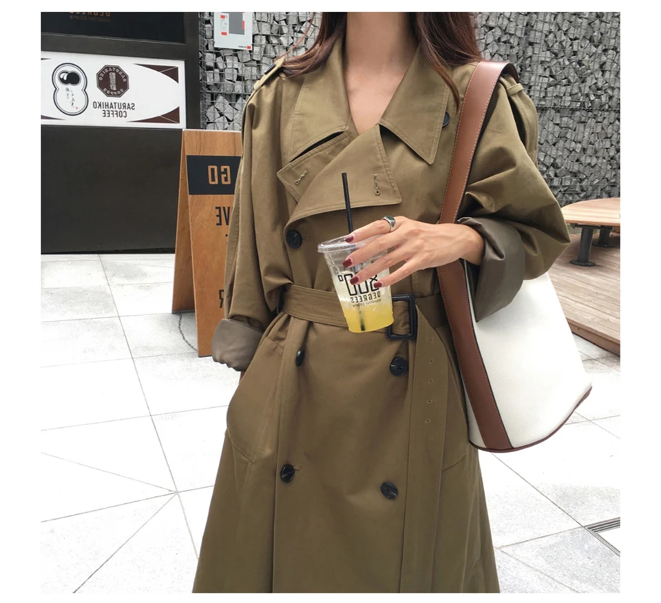 spring women jacket long trench coat warm lapel female windbreaker long sleeve lady casual