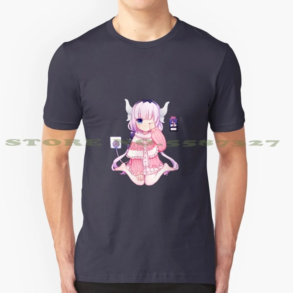 Loli Dragon 100% Cotton T-Shirt Dragon Protagonists Kanna Kamui Loli Anime Sleeve Kobayashi San Chi Do Not Maid Kawaii Tokyo