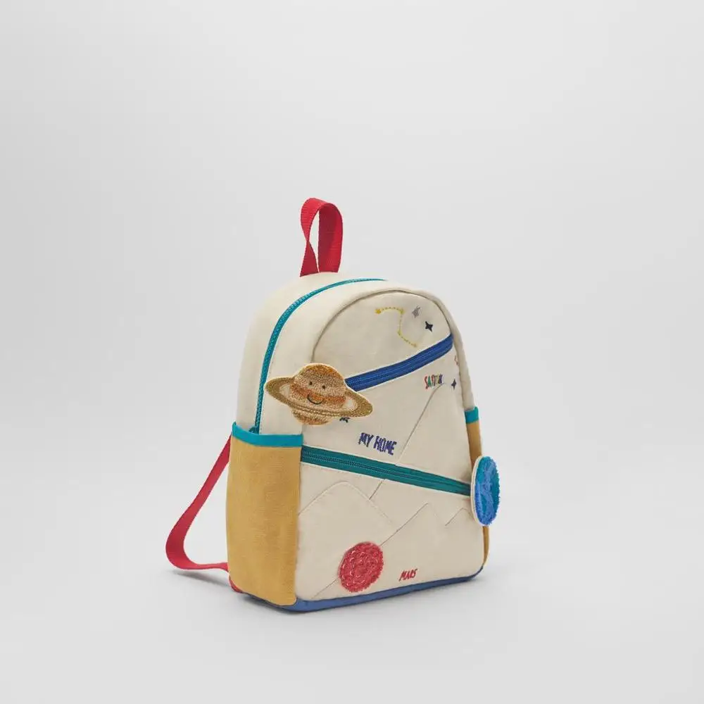 Sac d\'école en toile de coton pour enfants, couture, étoile de terre, boule d\'aviation, SR, jolie fille, correspondance des couleurs, décontracté,