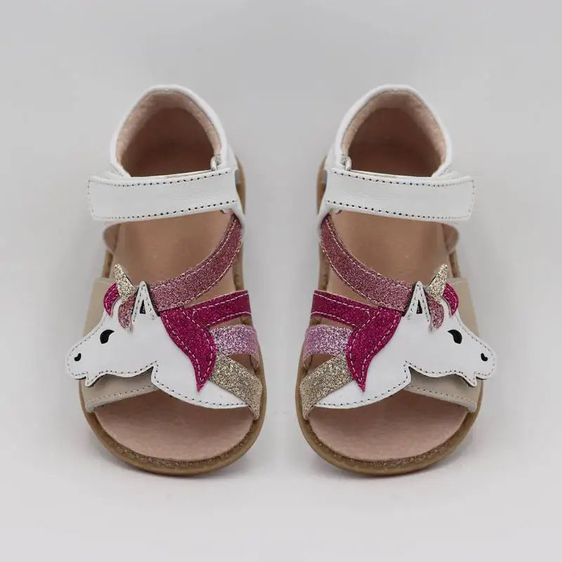 TipsieToes Top Brand Unicorns Soft Leather In Summer New Girls Children Barefoot Shoes Kids Sandals Baby Toddler 1-12 Years Old