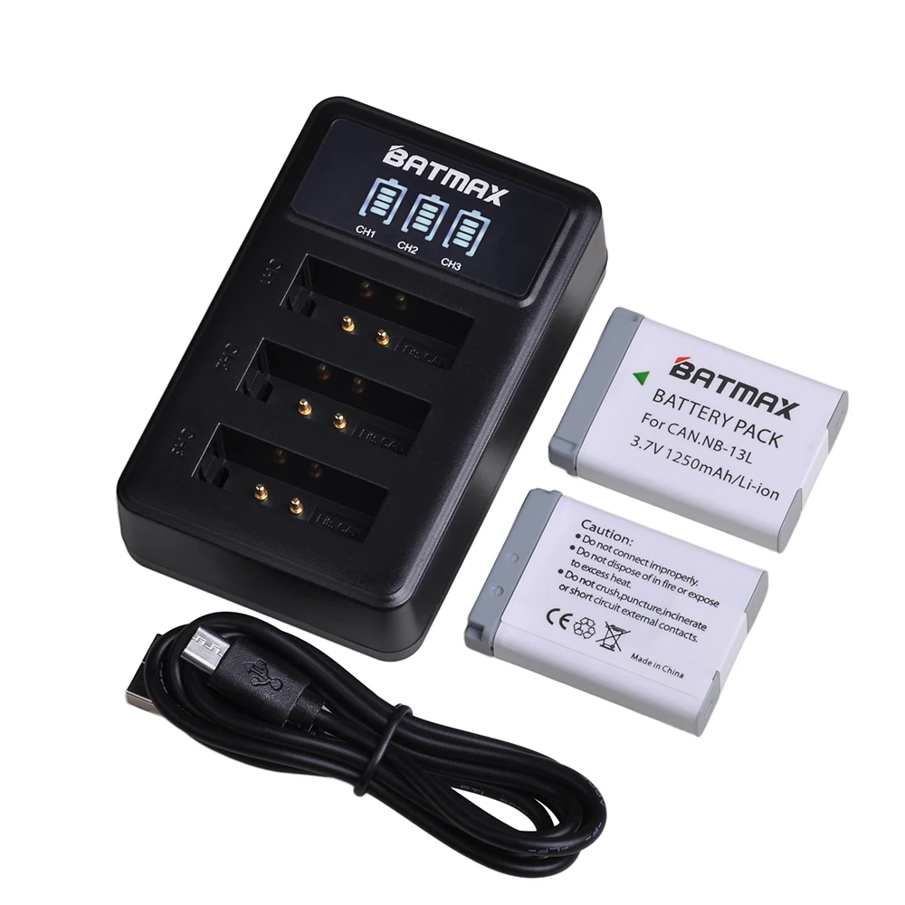 1250mAh NB-13L NB13L NB 13L Battery + LED 3slots USB Charger for Canon G5X G7X G9X G7 X Mark II G9X Mark II SX620 HS