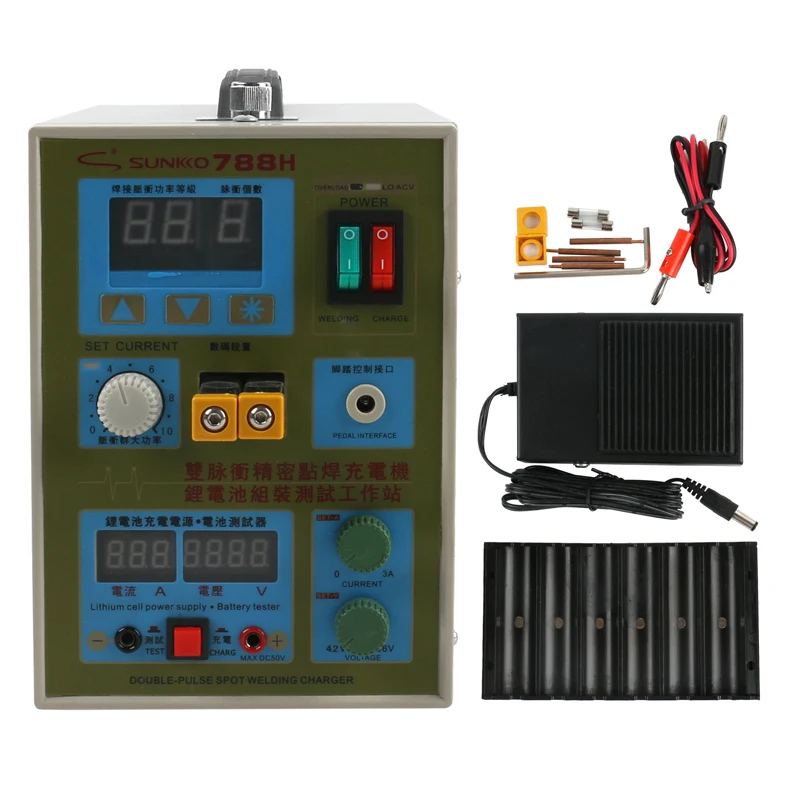 

SUNKKO 788H Spot Welder Machine 18650 lithium Battery Pack Production Spot Welding 1.5KW Multifunction DC charging function Puls