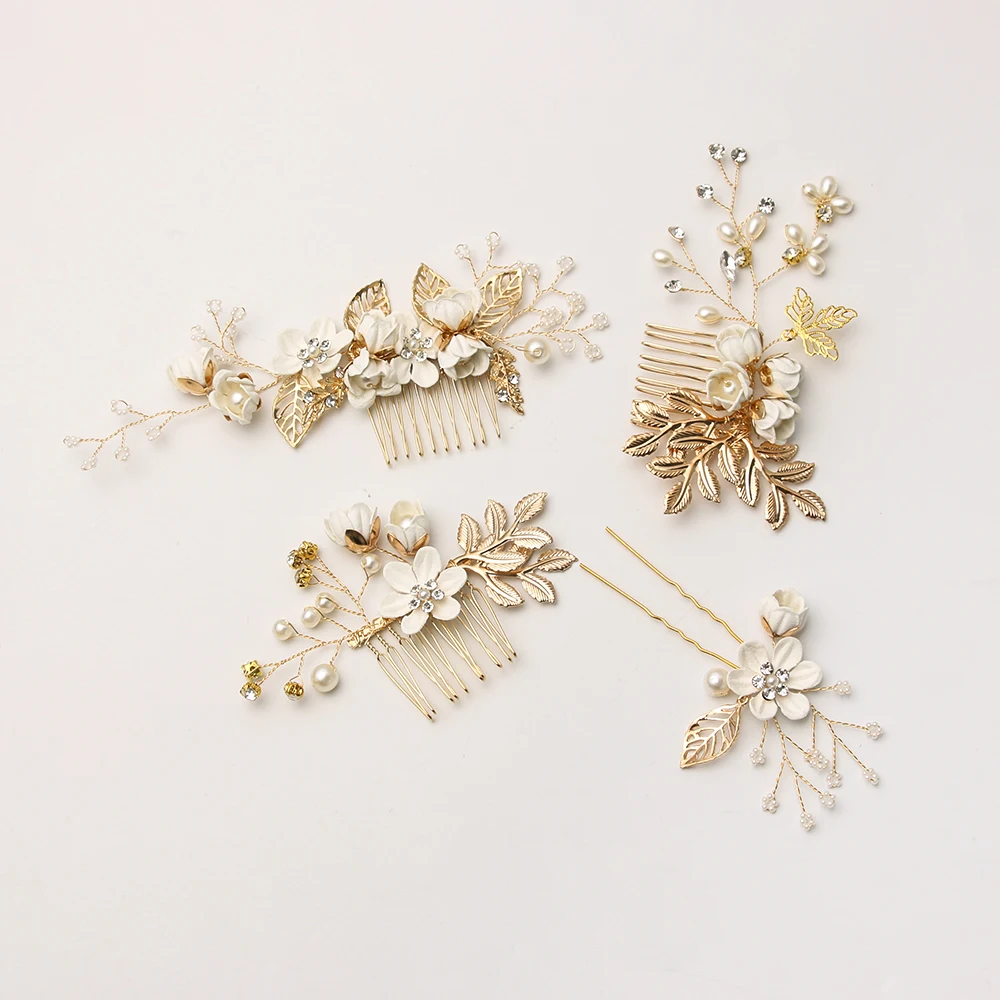 Image 4: Peignes à cheveux en alliage de zinc, couronne de cristal de luxe, belles pinces pour patients de mariage romantiques, diadème de feuilles, bijoux fins, cadeaux d'épingles à cheveux