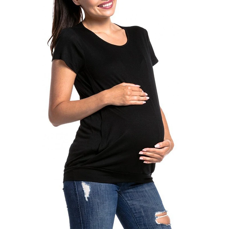 Maternity Tops Women\'s Comfy Short Sleeve Nursing Tunic for Breastfeeding T-Shirt Pregnant Pregnancy Womens Clothing Mom #2022