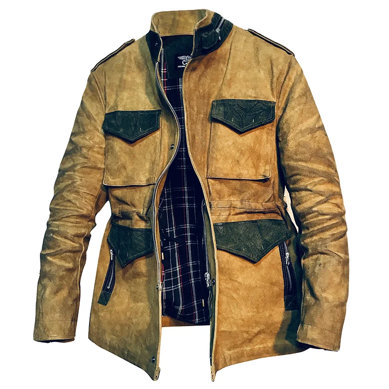 CDM65 ROCK CAN ROLL US Size Army Super Heavy Genuine Cowhide & 22oz Canvas 55% Wool Lining Wax Water Proof M65 Jacket