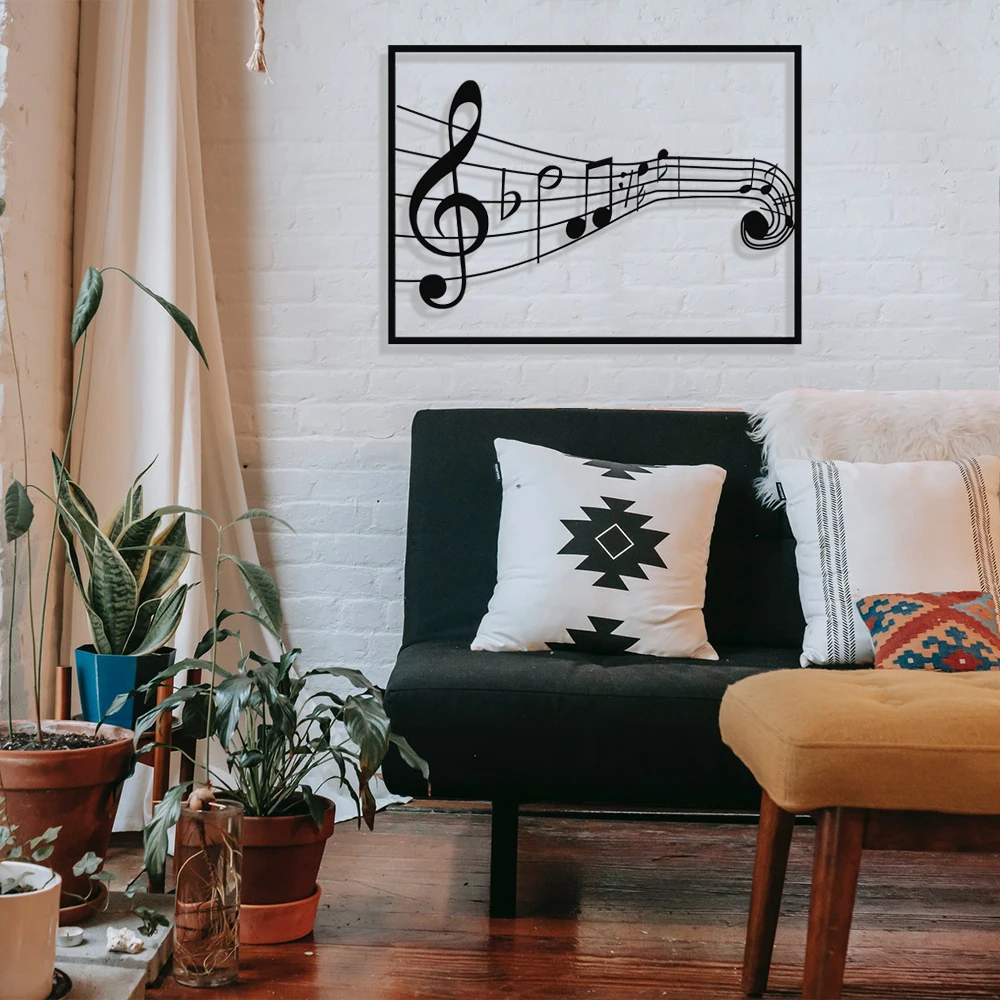 MIGNATIS Musical Wall Art, Music Wall Decor, Metal, I love Music, Home and Office Decor, room Decor, AesthetiC, for All Rooms