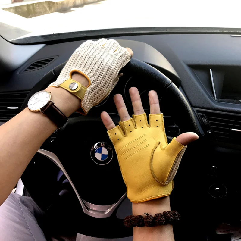 2024 New Men genuine leather gloves male sheepskin machinist gloves leather driving gloves men leather driver gloves