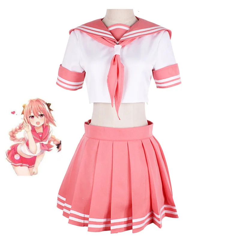 

Fate/grand order fate apocripha knight astolfo cosplay jk school uniform sailor suit women costume anime halloween suit