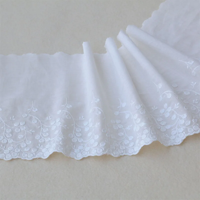 1yard White cotton lace embroidery lace wool dress with curtains lengthening hand-made pure cotton accessories 21cm wide