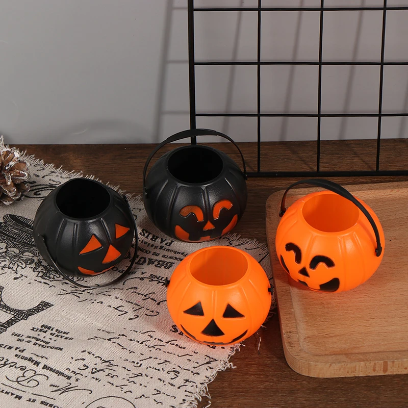 Halloween Party Props Plastic Pumpkin Bucket Trick Cosplay Decor Pouch Halloween Lantern Party Decorating Tools