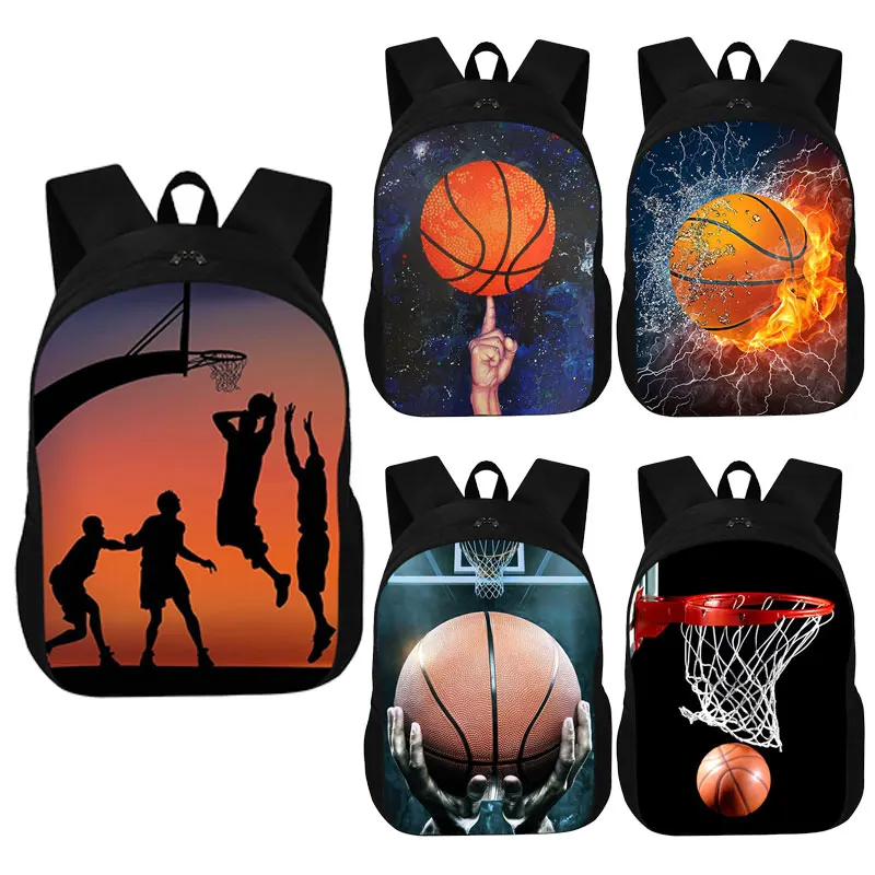 Basketball Print Men Backpack 16 Inch Large Capacity Bag For Travel Casual Sport Portable Student Bag Teenagers Kids Bookbag