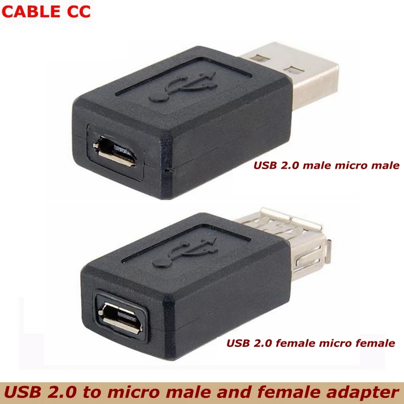 Wholesale Black USB 2.0 Type A female to Micro USB B female adapter plug converter USB 2.0 to micro USB connector good quality