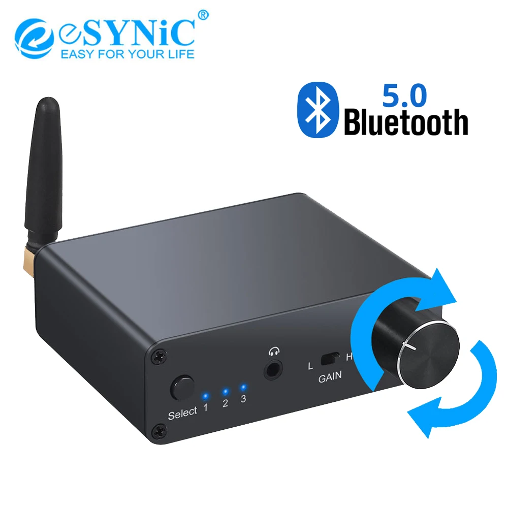 

eSYNiC 192k Bluetooth-compatible DAC Converter Digital To Analog Converter 3.5mm Audio Adapter With Headphone Amp Support APT-X