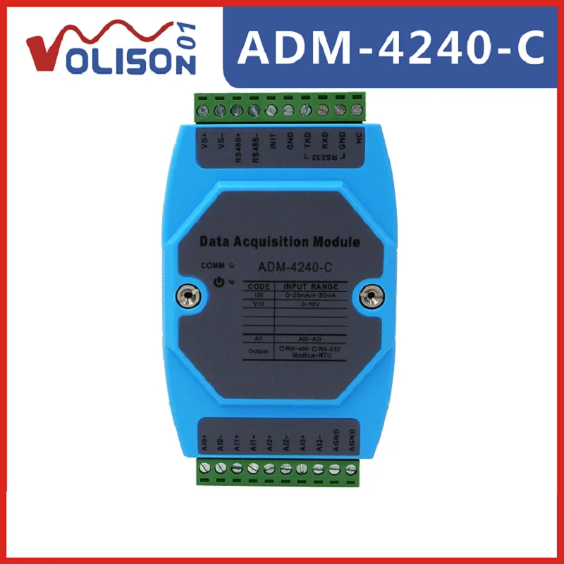 

ADM-4240S-C 4-channel analog quantity acquisition module 4-20mA 0-10V 0-20mA to 485 current and voltage Modbus RTU