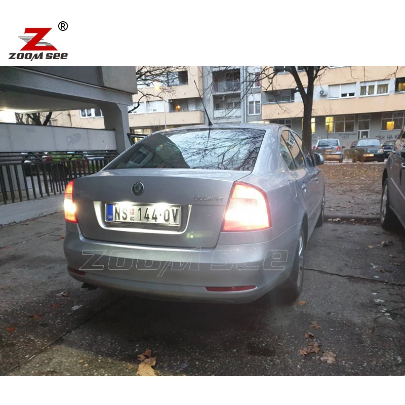 4pcs Canbus White LED Exterior Lights + under mirror lamp + Reverse back up bulb for Skoda Octavia MK2 MK3 A5 A7 1Z 5E (2005+)