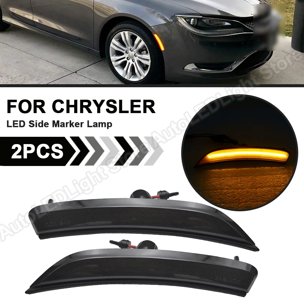 

2Pcs For 2015 2016 2017 Chrysler 200 2015 2016 2017 Smoke/Clear LED Front Side Marker Light Lamp US version Amber 68206449AA