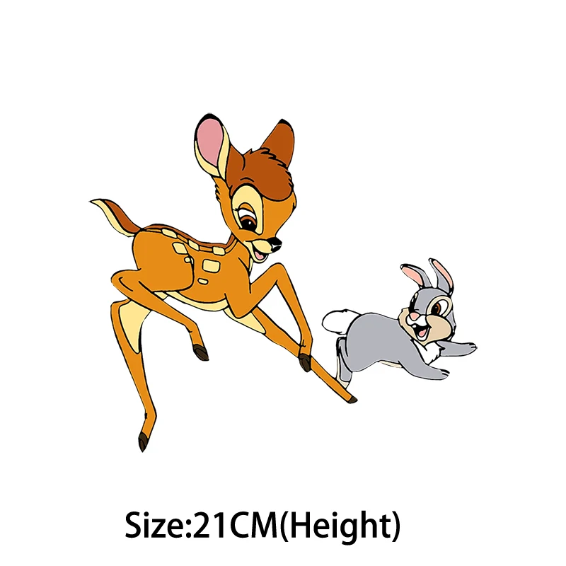 Kawaii cartoon Bambi Fusible Patch for DIY T-Shirt Hoodies  Iron-on Transfers for Clothing Stickers Vinyl Patches for Kids Gifts