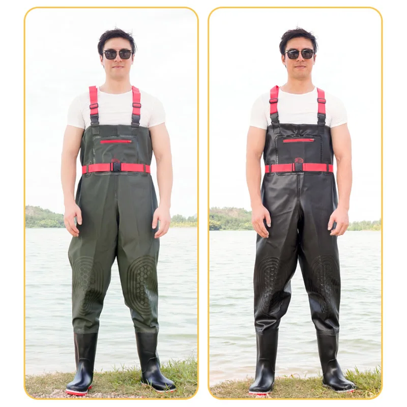 

Men Women Fishing Chest Waders for Adult with Boots Hunting Bootfoot Waterproof Nylon and PVC with Wading Belt Accessories Lure