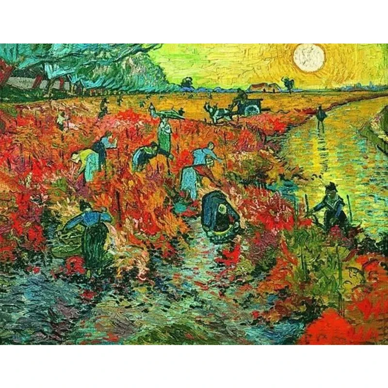 5D Diamond Painting Van Gogh Red Vineyard Full Round Cross Stitch Diy Mosaic Diamond Embroidery 2020 Wedding DecorationsZP-1173