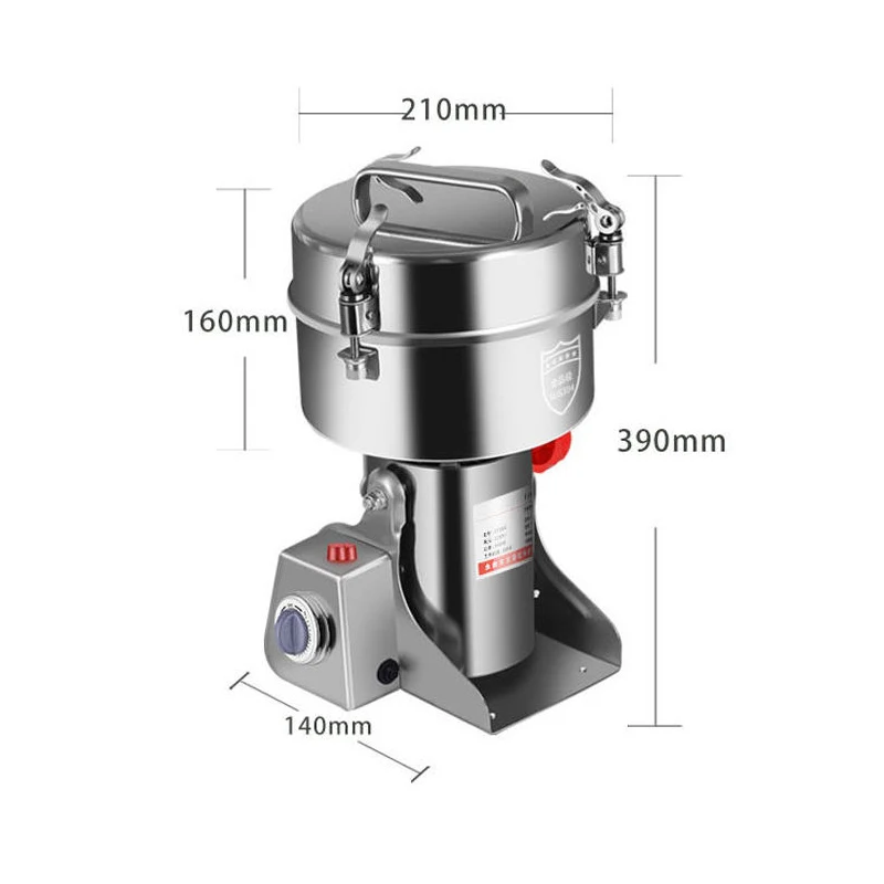 Máquina comercial de trituração elétrica de ervas secas, 2500g de capacidade, pulverizador, moedor e triturador de aço inoxidável, tipo 2500