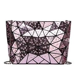 Fashion Chain Bag Laser Folded Handbags PU Leather Bag Famous Designer Geometric Shoulder Bag for women 2024 Raindrop Tote Bags