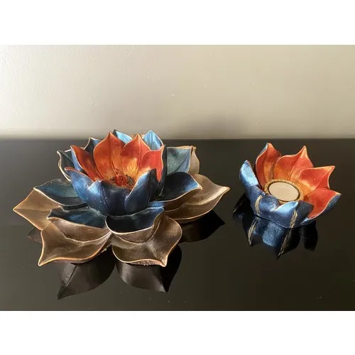 Talya Art Design than, Set, Decorative Large Lotus flower and Small Flower Tealight Candle Holder.