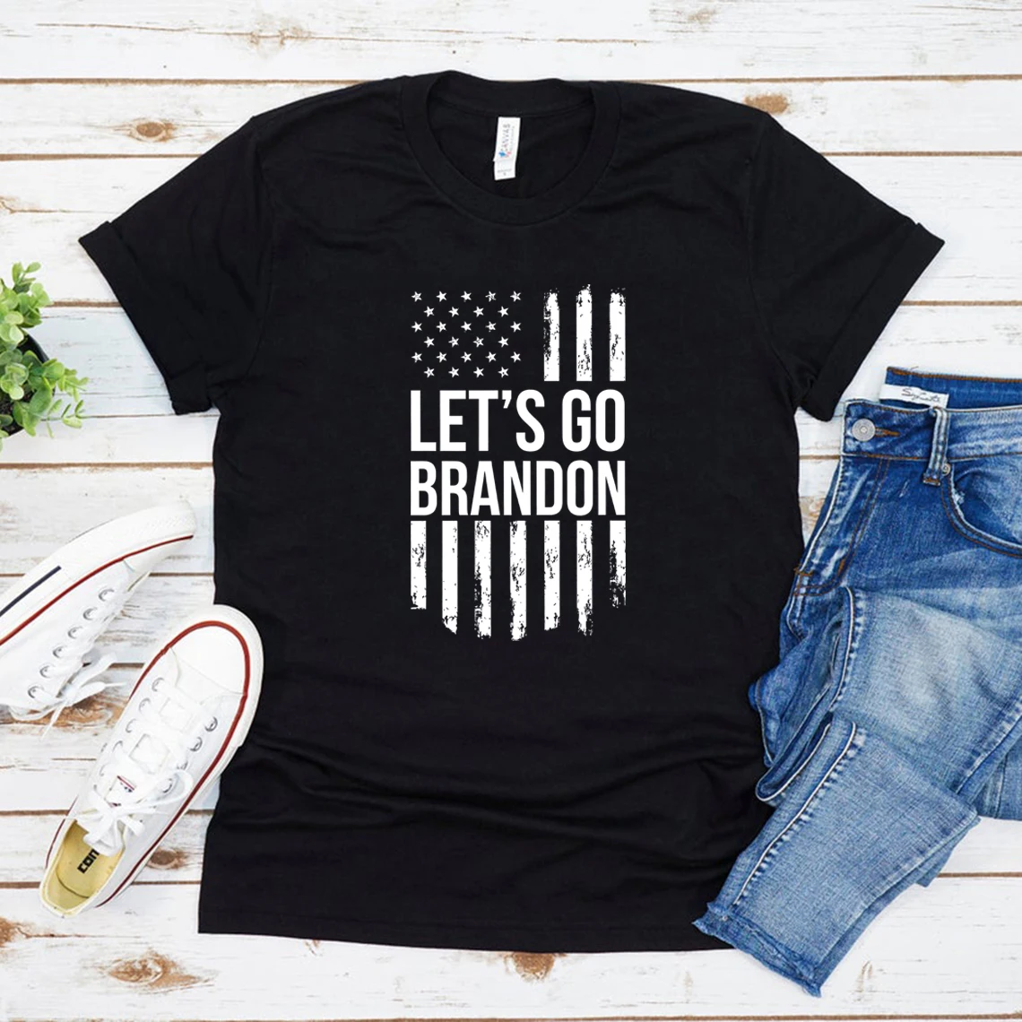 Unisex Let's Go Brandon FJB Joe Biden Impeach Republican Conservative American Flag Trump 2024 MAGA USA Crewneck T-shirt Tshirt