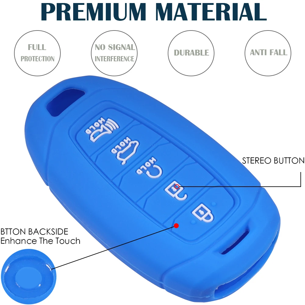 Funda de silicona para llave Lcyam Key Fob compatible con control remoto para Hyundai Palisade Elantra Keyless Push Start de 2020 a 2023