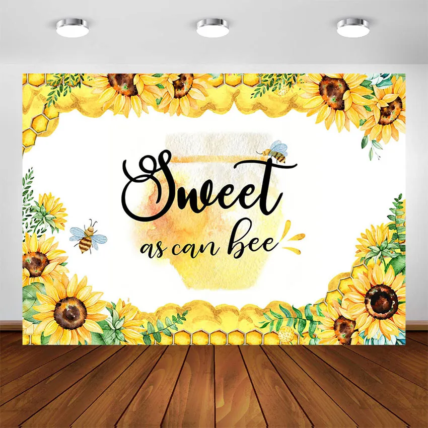 Sweet As Can Bee Backdrop Honey Honeycomb Bumble Bee Sunflower Baby Shower Birthday Party Decorations Photography Background