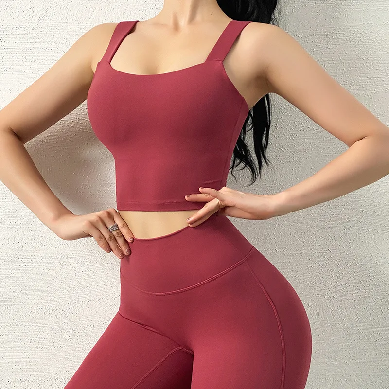 TRY TO BN Neck Sleeveless Crop Top Women Yoga Corset Casual Basic Off Shoulder Cami Removable Chest Pad Sexy Backless Tank Top