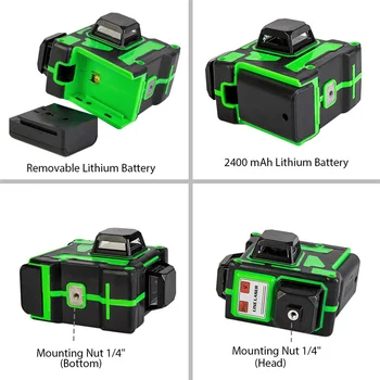 Laser Level 12 Lines 3D Self Leveling 360 Horizontal & Vertical Cross Super Powerful Green Laser Beam Lines Laser Level