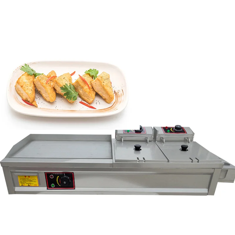 

Commercial Electric Deep Fryer Stainless Steel Electric Griddle Adjustable Temp Control French Chips Potato Chicken Fryers